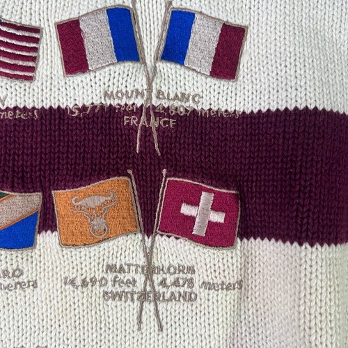 VTG 90s Y2K STRUCTURE Mens XL Mountain Summit Peak Embroidered Flags Ramie - Picture 8 of 14