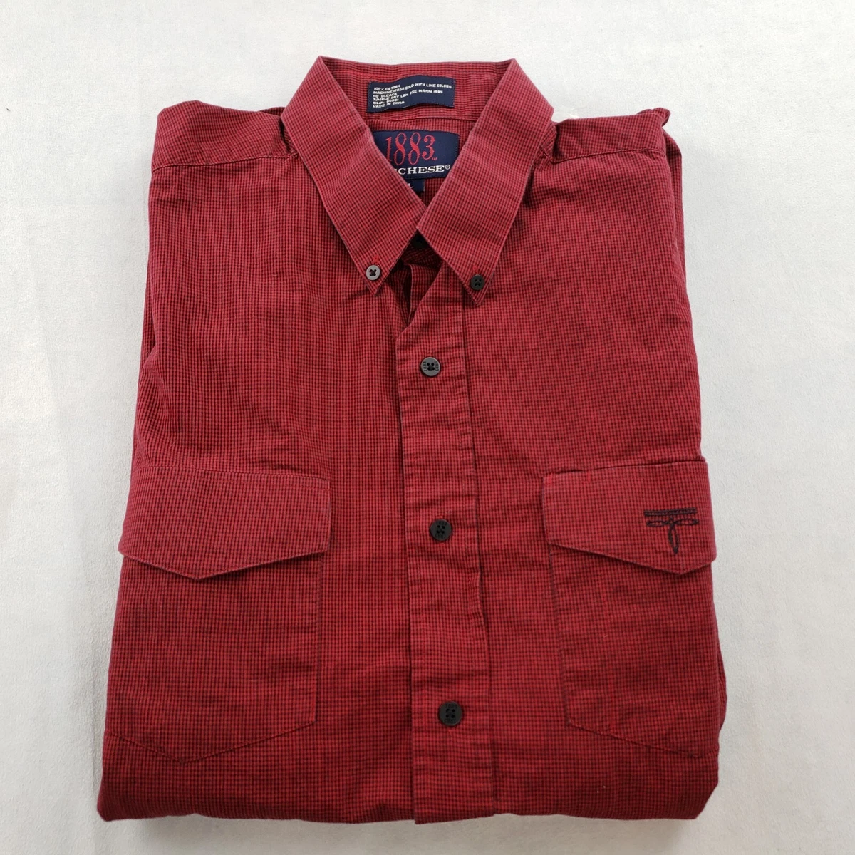 Lucchese 1883 Western Button Down Shirt Red Check Men L eBay