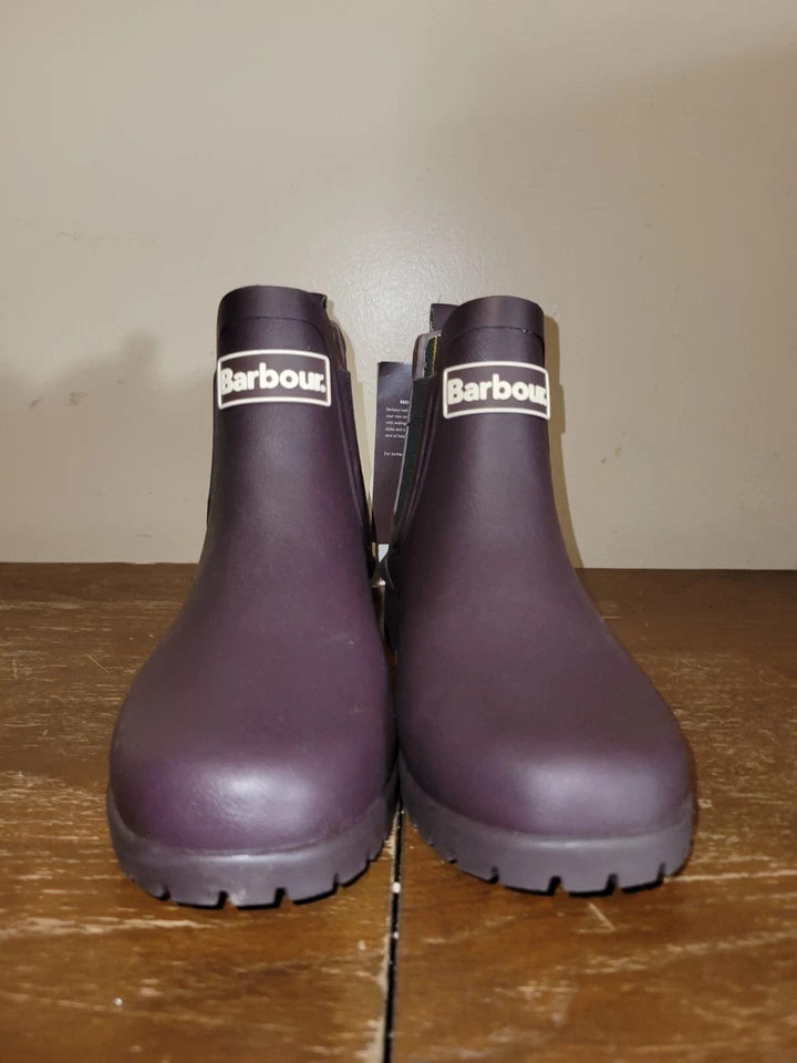 Botas de lluvia cortas Barbour Wilton Chelsea para mujer talla 3 púrpura berenjena nuevas con etiquetas Foto 2 de 4