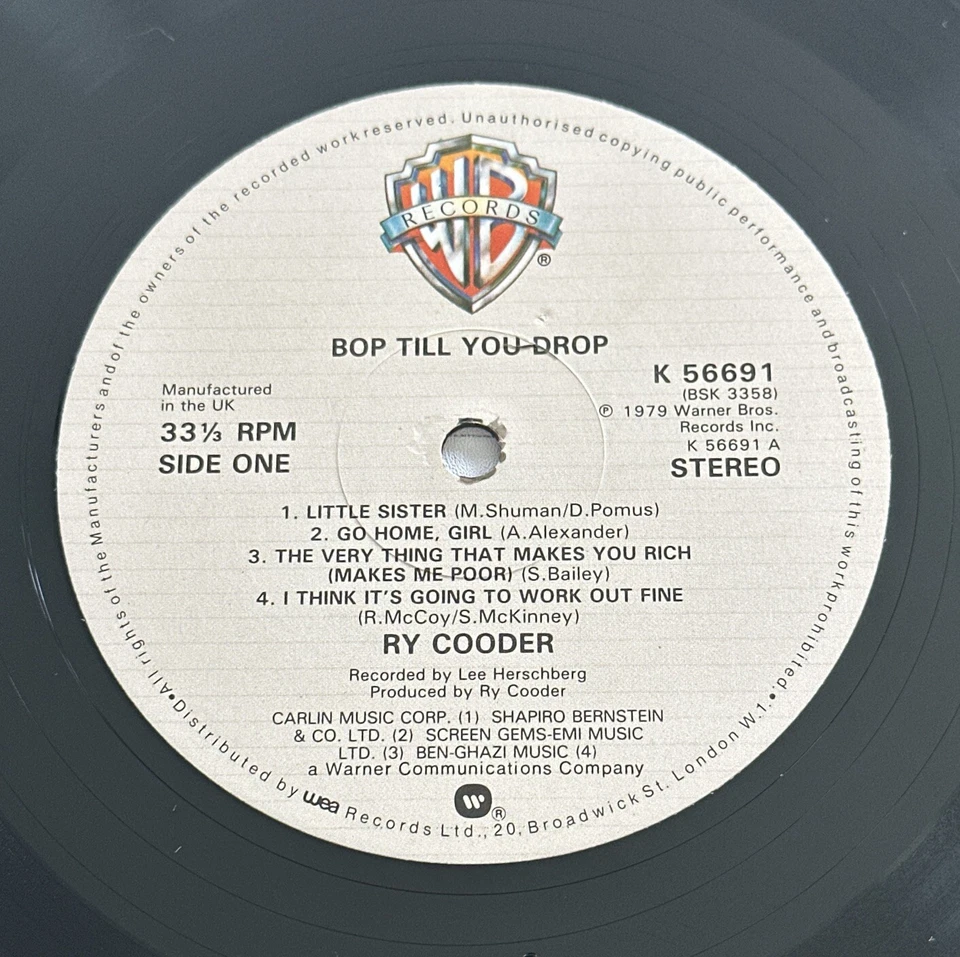 Ry Cooder  Bop Till You Drop  Warner Bros Lp Records K56691  NM / VG+ - Image 4 of 4