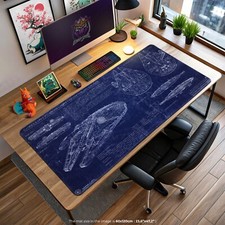 Millennium Falcon Mouse Pad, Star Wars Blueprint Desk Mat, Sci-Fi Gaming Mat