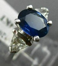 2.0CT TRILLION DIAMOND  AAA SAPPHIRE 14KT WHITE GOLD OVAL ENGAGEMENT RING 20674