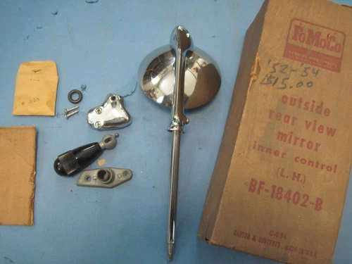 NOS 1952-1954 FORD PART No. BF-18402-B LEFT HAND REMOTE CONTROL OUTSIDE MIRROR A