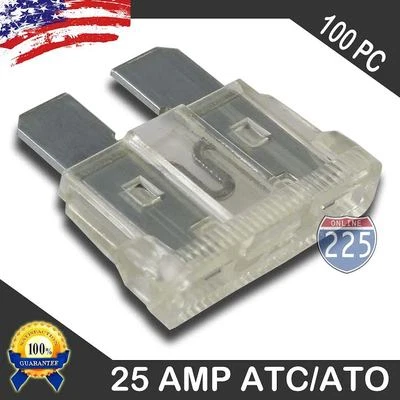 225FWY 100 Pack 25 AMP ATC/ATO STANDARD Regular FUSE BLADE 25A CAR TRUCK BOAT MARINE RV