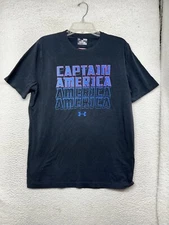 Captain America Under Armour Shirt Mens M Medium Loose Black Heatgear Marvel