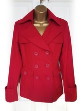 Jasper Conran Red Double Breasted Wool Blend Coat, Size 10 - Bnwt