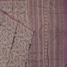 Vintage Purple Sarees 100 Pure Silk Paisley Printed Sari 6YD Soft Craft Fabric