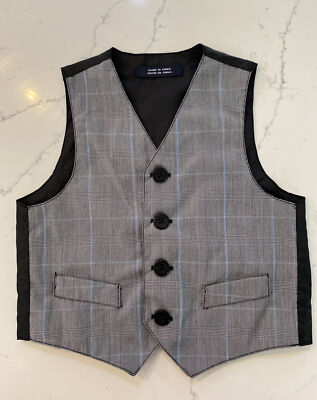 Baby Boys Suit Vest Dressy 18 Months Gray Blue Plaid Button