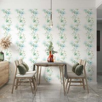 Vliestapete Floral Aquarell Optik Blumen BläTter Weiß GrüN Blau 81624 (4,61€/1Qm