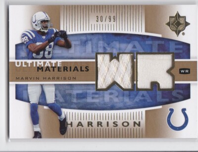 MARVIN HARRISON 2007 UD Ultimate Materials Gold ''WR'' 2 - jersey relics #'d /99