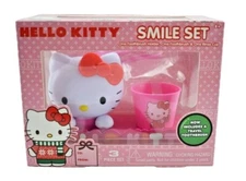 SanRio Hello Kitty Smile Set  3 Pcs Toothbrush, Toothbrush Holder and Cup New