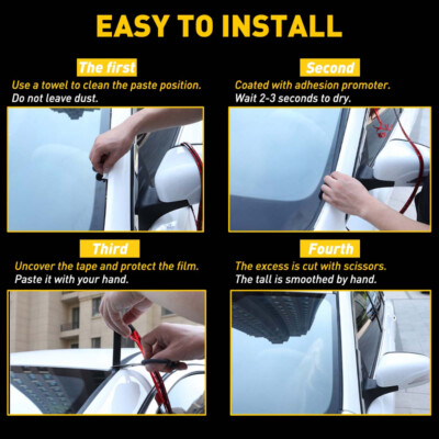 AUXITO 10FT Universal Rubber Windshield Molding Trim Seal – Self-Adhesive, For Cars SUVs Windows