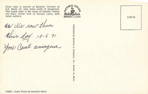 Postkarte Virginia Silver Lake Barnard Vermont USA Route 12 - Bild 2 von 2