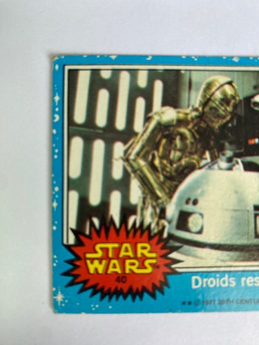 (2) Star Wars 1977 Topps Series 1 Blue Card #40, NM-MT, Droids To The Rescue - Picture 8 of 10