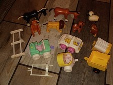 Vintage Fisher-Price Little People Farm Animals Figures Accessories Lot