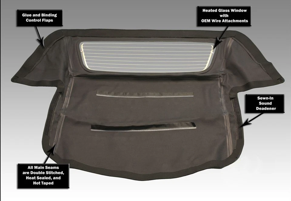 Se adapta a Chevy Corvette C4 94-96 convertible techo blando con ventana de vidrio vinilo negro Foto 2 de 2