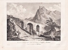 Salerno Pont Castello di Arechi Saint Non Italia Kupferstich incisione 1780