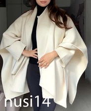 ZARA WOMAN NWT FW25 WOOL BLEND CAPE COAT ZW COLL ECRU XS-XL 8491/257/712