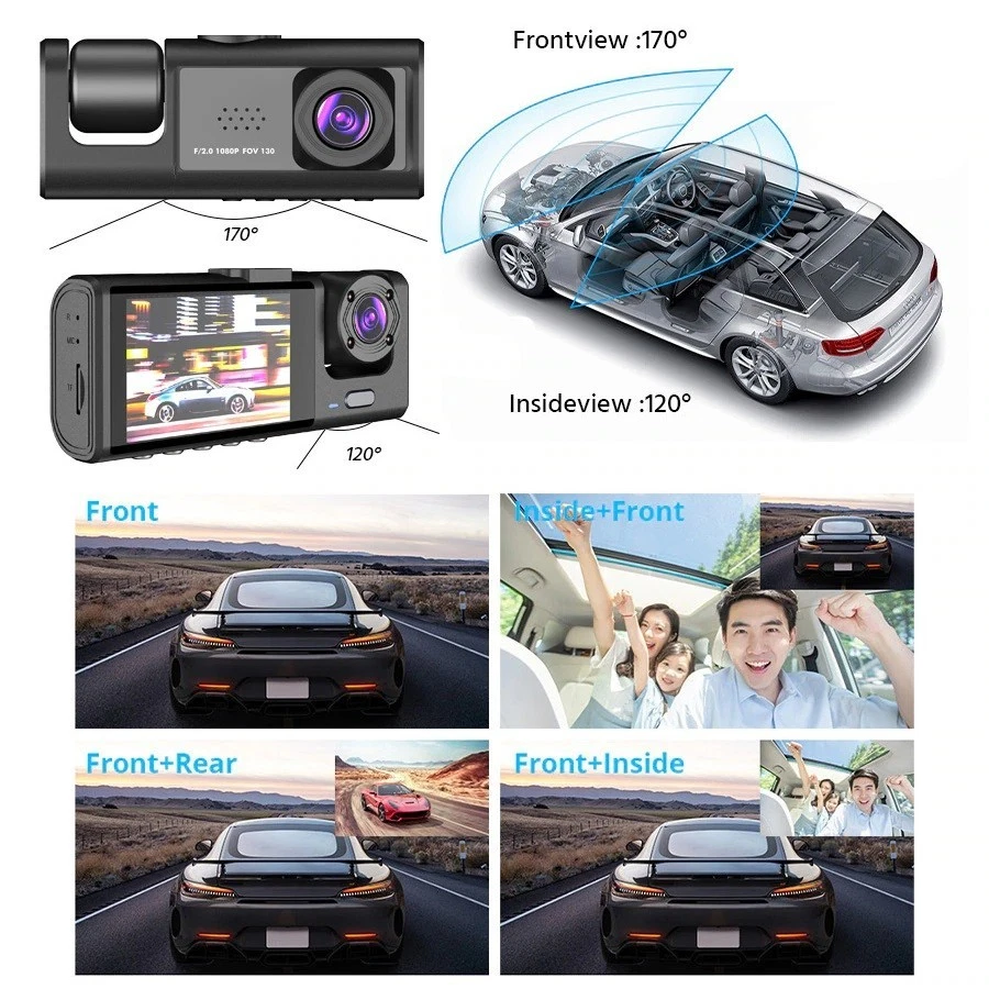 CAR SECURITY CAMERA Dual Lens Dash Cam HD 1080P AUDIO Video Recorder TRUCK JEEP - Image 2 of 3