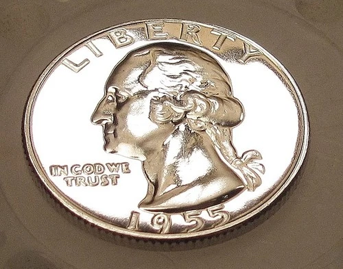 1955  Gem Proof Quarter 90% SILVER EYE CANDY Blazing Mirrored Surfaces #202 ~ 15