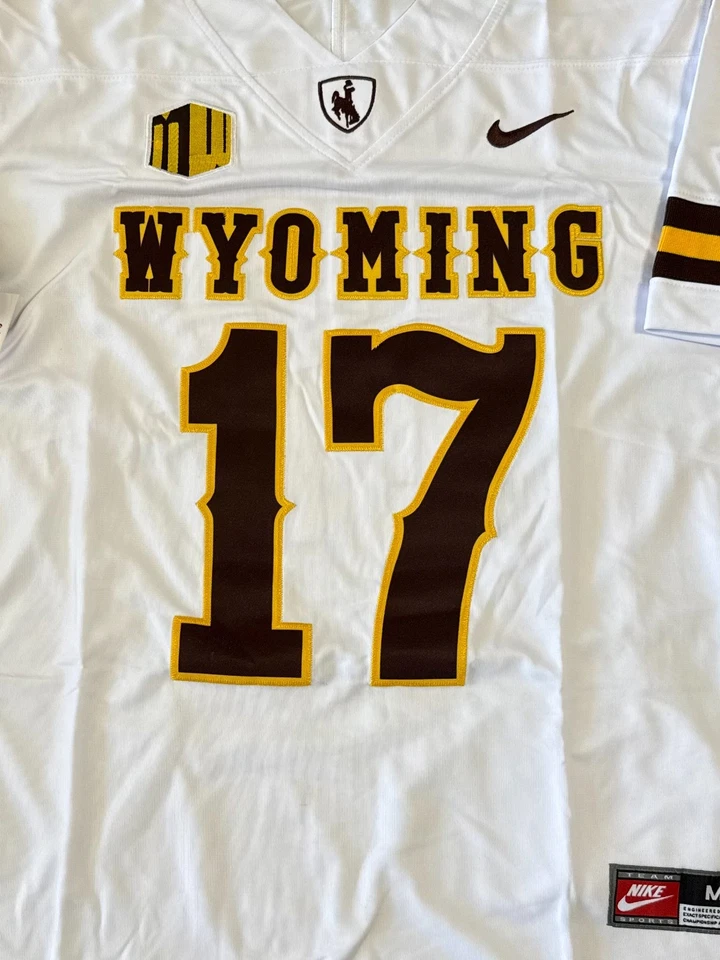 Josh Allen #17 Wyoming Cowboys Football Mens White Stitched Jersey - Image 4 of 4