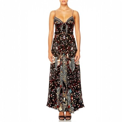 green emerald velvet dress Camilla Darling Buds Frilled Bias Silk Slip Dress