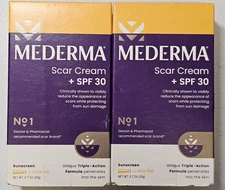 Lot Of 2 New and sealed Mederma SPF 30 Sunscreen Scar Cream 0.7oz Each Exp 11/26