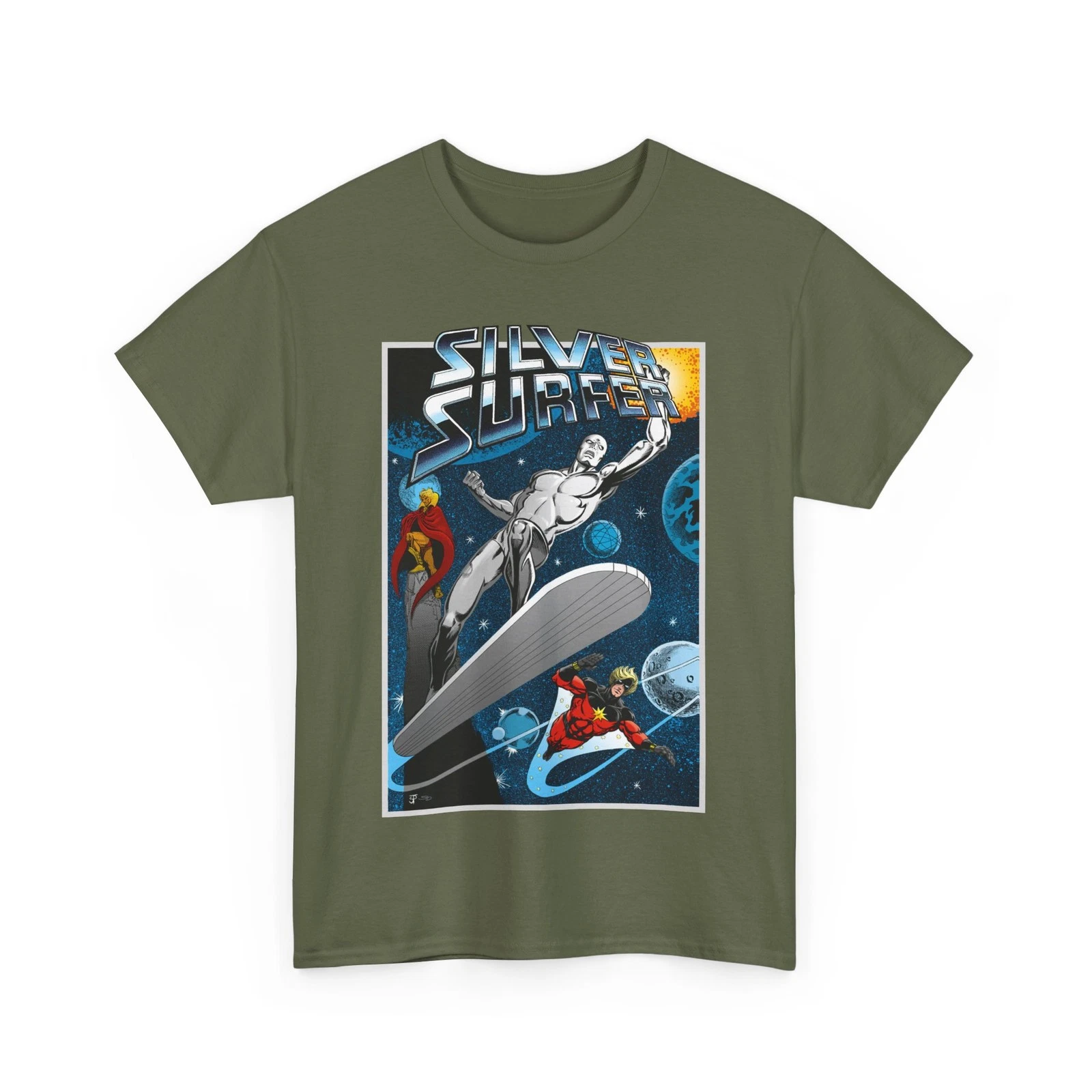 Silver Surfer T-Shirt - Marvel Comics - With Adam Warlock & Captain Marvel