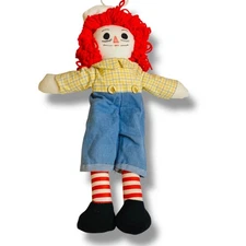 Vintage Raggedy Andy Rag Doll Handmade 16 Inch Jean Romper