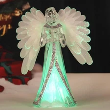 Color Changing Angel Decor, 8.5“ Reading Angel Lights Statue with Fiber Optic 