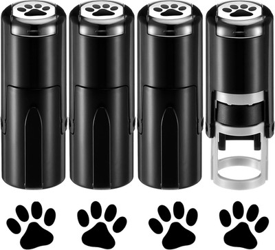 Miniinflat 4 Pack Paw Print Stamp Animal Dog Paw Print Stamper Mini Black Self I