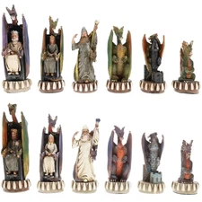 WE Games Hand Painted Dragon Themed Chess Pieces with 4.7 in. King.