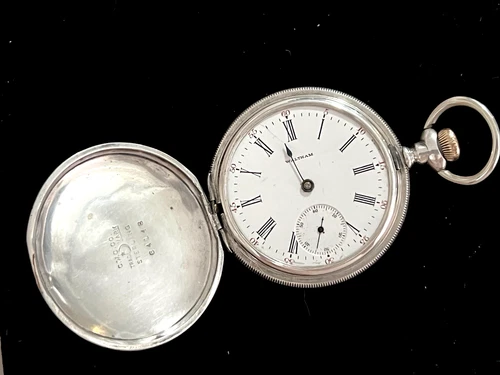 ANTIQUE WALTHAM STERLING SILVER CASE FULL HUNTER CASE POCKET WATCH WORKING