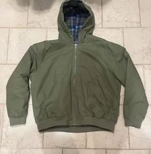 Woolrich Canvas Jacket Mens XL Green Flannel Lined Chore Workwear