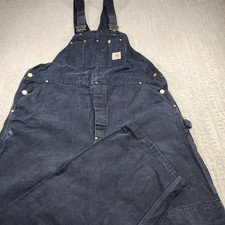 Carhartt Bibs Overalls Men 44x34 Black Duck Canvas Double Knee Workwear