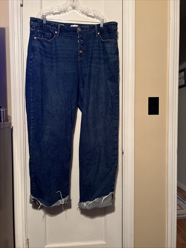Ava Viv Women’s Denim High Rise Straight Hip Ankle Length Size 18 Raw Cuff Hem