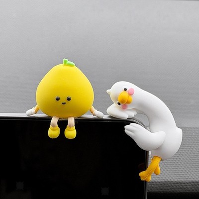 2Pcs Computer Monitor Decor Figurines Cute Center Console Screen Decorations