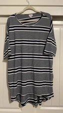 LuLaRoe Irma Black and White Stripe Tunic L