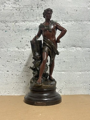 Antique Spelter Sculpture, "Génie du Travail", Régule, Henri Louis Levasseur - Photo 1/4