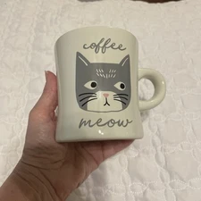 Coffee Meow Mug Grey Kitty Danica Jubilee  Ceramic