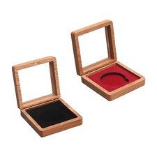 Wooden Coin Presentation Display Box Storage Case Velvet Inside Universal