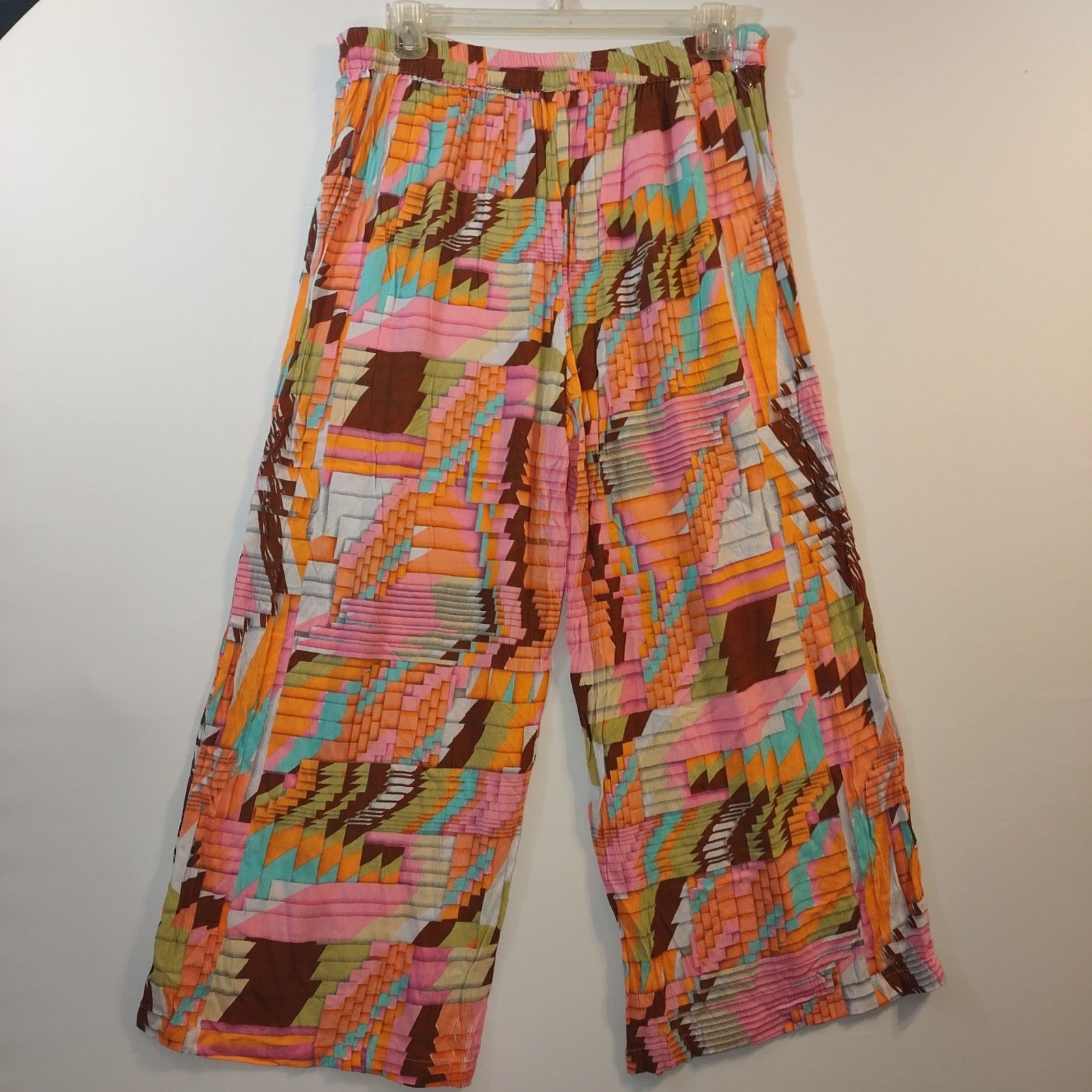 Live 4 Truth Womens Multi-Color Abstract Print Wide-Leg Pants W/Elastic Waist-