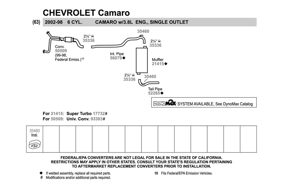 For Chevy Camaro 98-02 Exhaust Muffler Quiet-Flow Stainless Steel Oval Foto 3 de 4