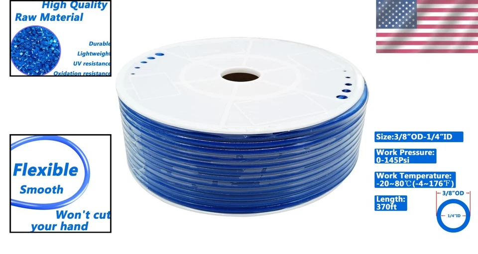 Professional Grade 370Ft 3/8" OD PU Hose - Lightweight & Abrasion Resistant - Image 2 of 4