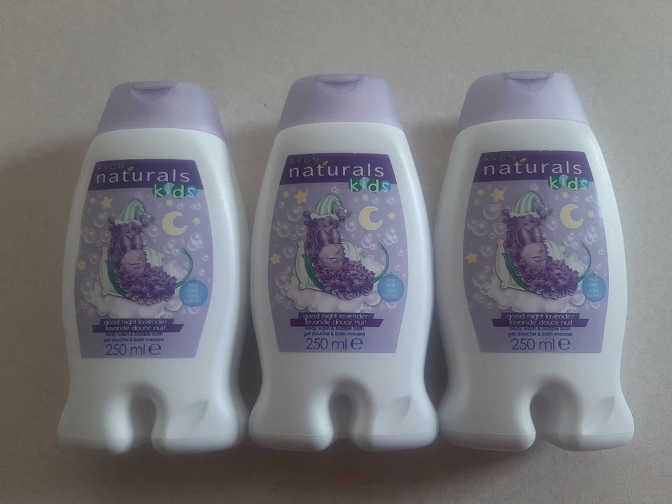 3 x Avon Naturals Kids Good Night Lavender 2-in-1 Body Wash & Bubble Bath