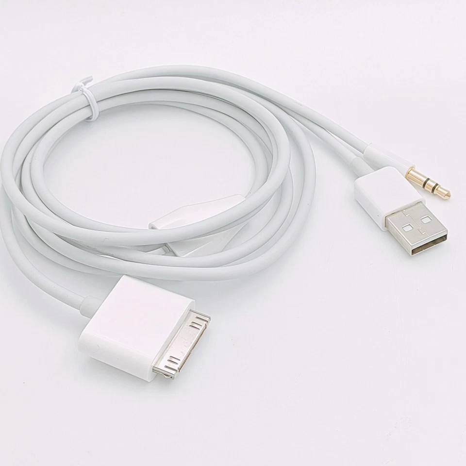 Cable cargador USB de audio auxiliar de 30 pines con base para automóvil de 3,5 mm para iPhone 3G 4G iPod Touch Foto 2 de 4