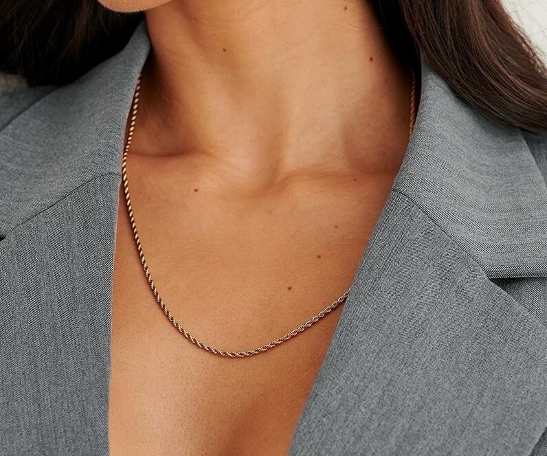 Solid Yellow Gold Necklace 10K Solid Yellow Gold Rope Chain