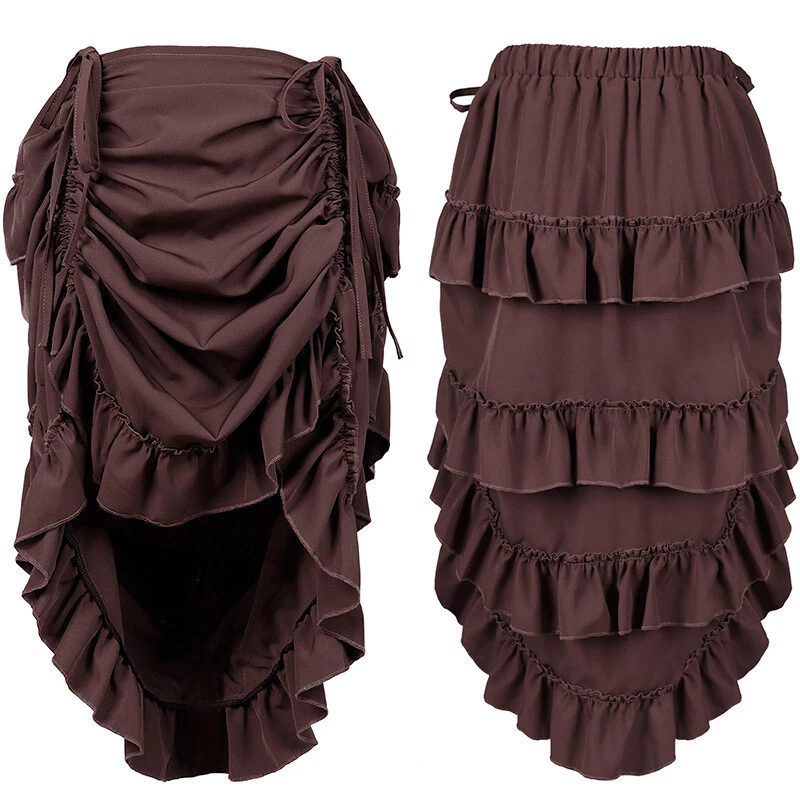 Women's Gothic Steampunk Skirt High-Low Bustle Skirt Renaissance Skirt New - Image 4 of 4