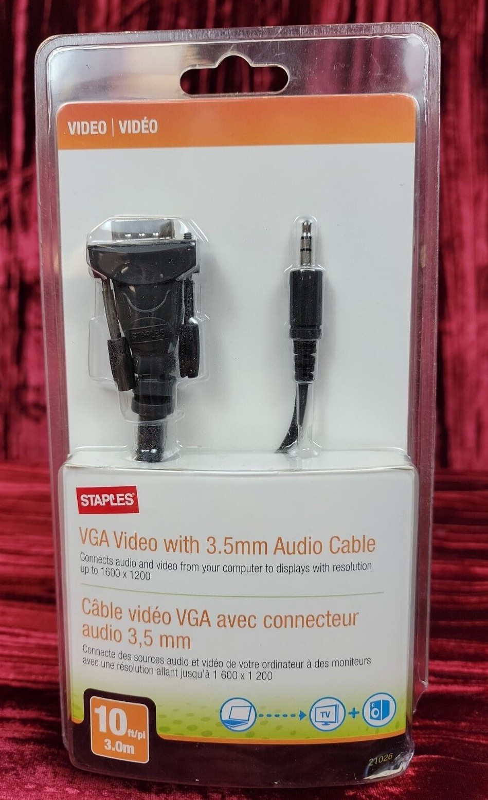 BRAND NEW Staples VGA Video w/ 3.5 mm Audio Cable 10 Feet 21026 eBay