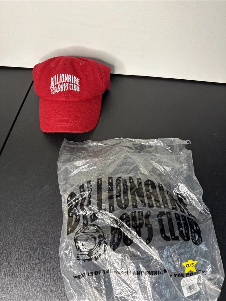 Gorra ajustable de lana roja Billionaire Boys Club con bolsa O/S pequeño agujero Foto 2 de 4